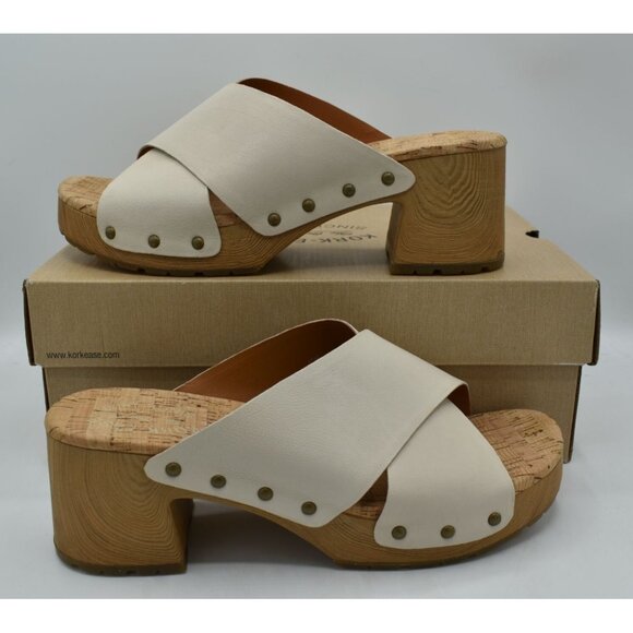 Kork-Ease Womens Size 10 Tatum White Full Grain Leather Heeled Platform Sandals - Picture 4 of 13